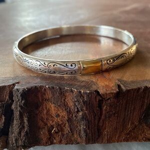 BRIGHTON vintage silver and‎ gold Venezia scrolled bangle bracelet